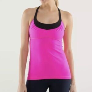 Lululemon Womens Scoop Me Up Tank Sz 4 Pink Black Raspberry Glo Light Yoga Lift